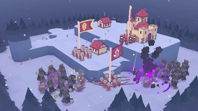 Spearmen hold the line against an army on a snowy map